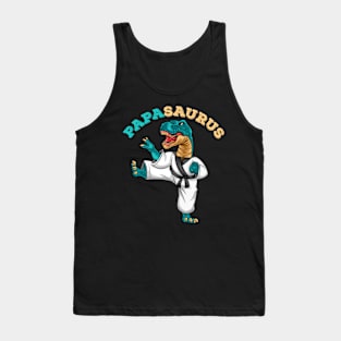 Papasaurus TRex Dinosaur Karate Daddy Tank Top